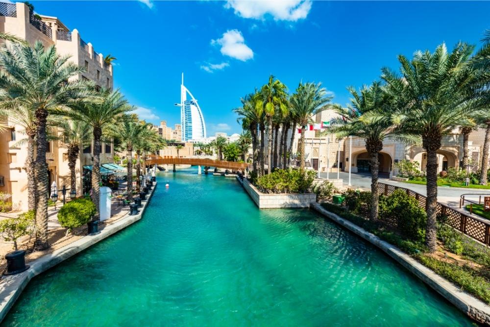 Burj Al Arab Seen from Madinat Jumeirah in Dubai UAE