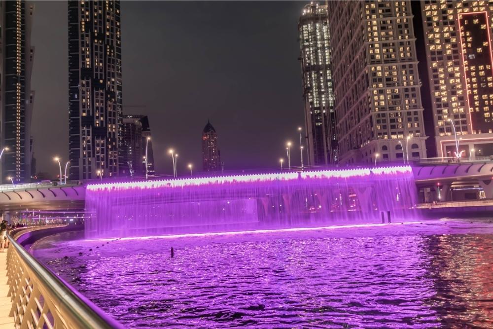 Dubai Water Canal waterfall